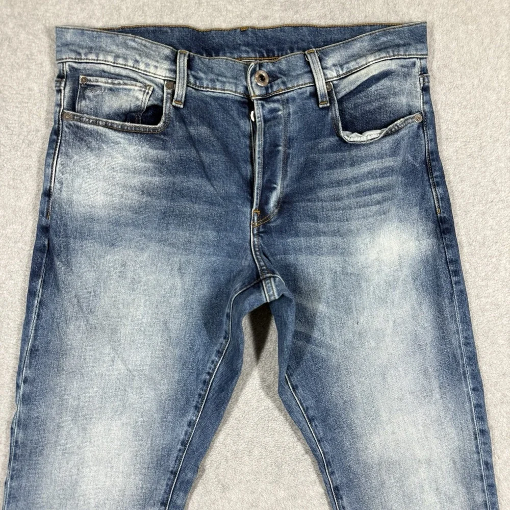 G-Star Raw‎ 3301 Regular Tapered Jeans Mens 32x30 Crazy Wash Stretch Button Fly